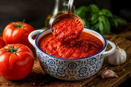 Σήμερα φτιάχνουμε μια πεντανόστιμη σάλτσα για πίτσα και ζυμαρικά, με απλά υλικά και όλα τα βήματα για να πετύχουμε ωραία γεύση, σωστή υφή και επαγγελματικό αποτέλεσμα στο σπίτι.

Διατηρείται στο ψυγείο για 3 μέρες ή στην κατάψυξη για έως 4 μήνες.